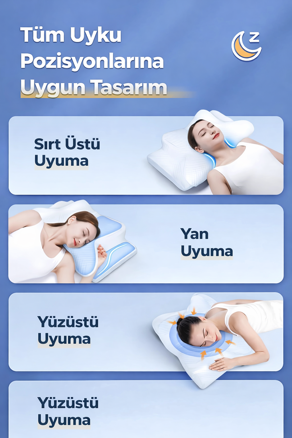 Ortopedik Boyun Yastığı Boyun Düzleşmesine Destekli Hafızalı Köpük Boyun Yastığı