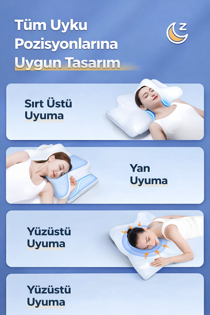 Ortopedik Boyun Yastığı Boyun Düzleşmesine Destekli Hafızalı Köpük Boyun Yastığı