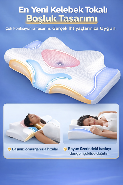 Ortopedik Boyun Yastığı Boyun Düzleşmesine Destekli Hafızalı Köpük Boyun Yastığı